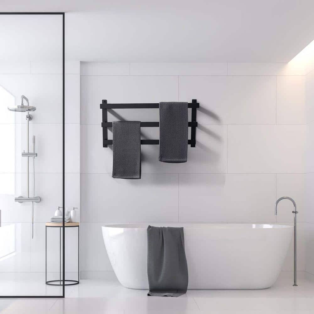 AVITAS 24 in. Wall Mount Stainless Steel 3-Tier Bathroom Towel Rack Towel Rod Holder in Matte Black (2)