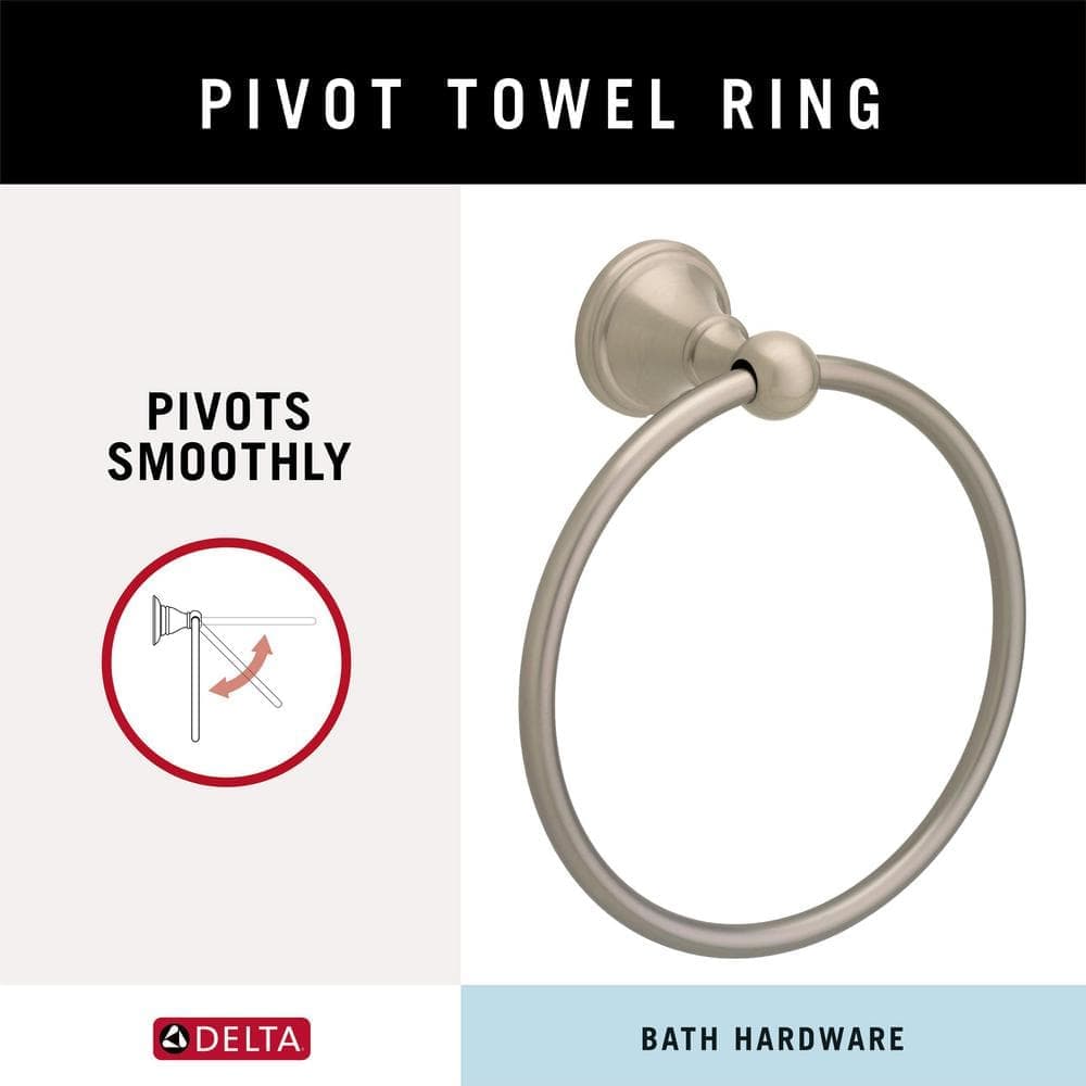 Delta Crestfield 4-Piece Bath Hardware Set 24 in. Towel Bar, Toilet Paper Holder, Towel Ring, Towel Hook in Brushed Nickel (3)