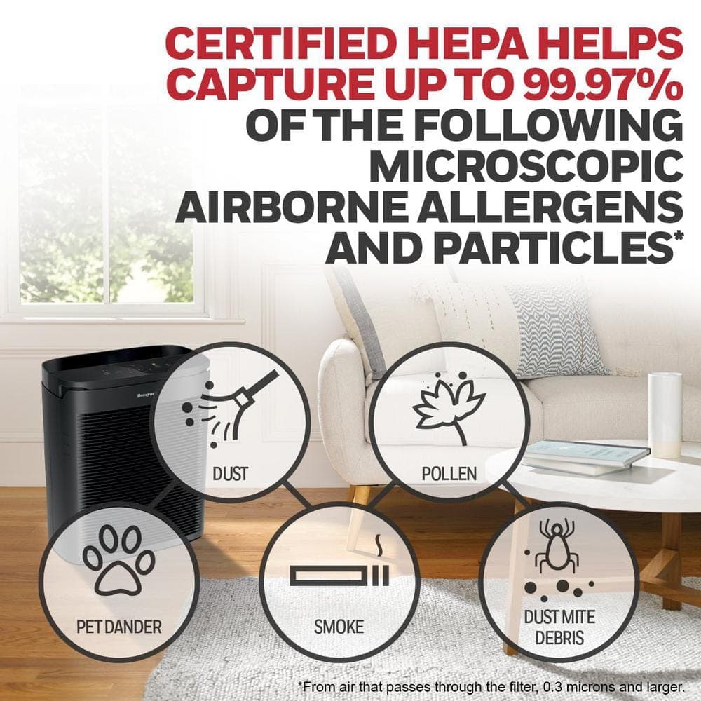 Honeywell PowerPlus 530 sq. ft. HEPA Air Purifier Extra-Large Room in Black (4)
