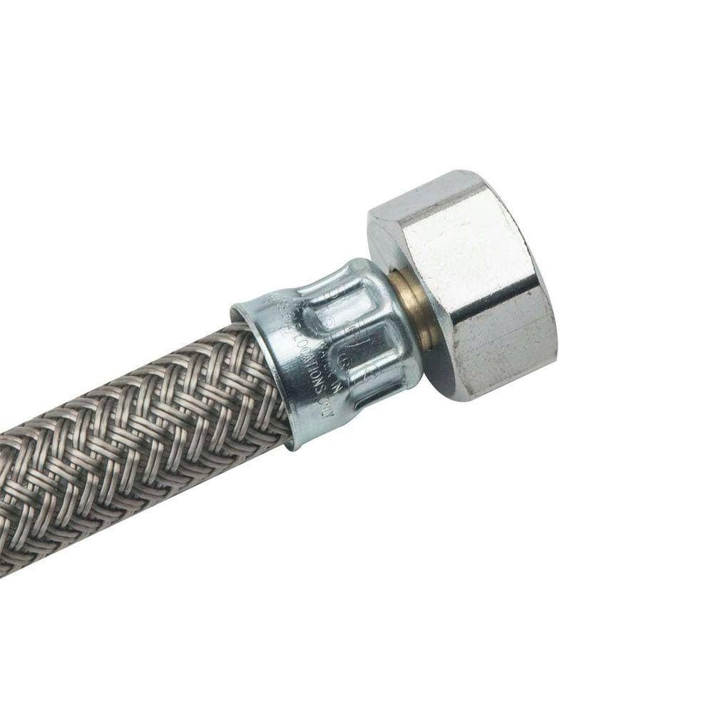 BrassCraft Faucet Kit: 1/2 in. Comp 1/4 Turn Angle Valve 3/8 in. Comp Faucet Braided Supply Line with Flange (3)