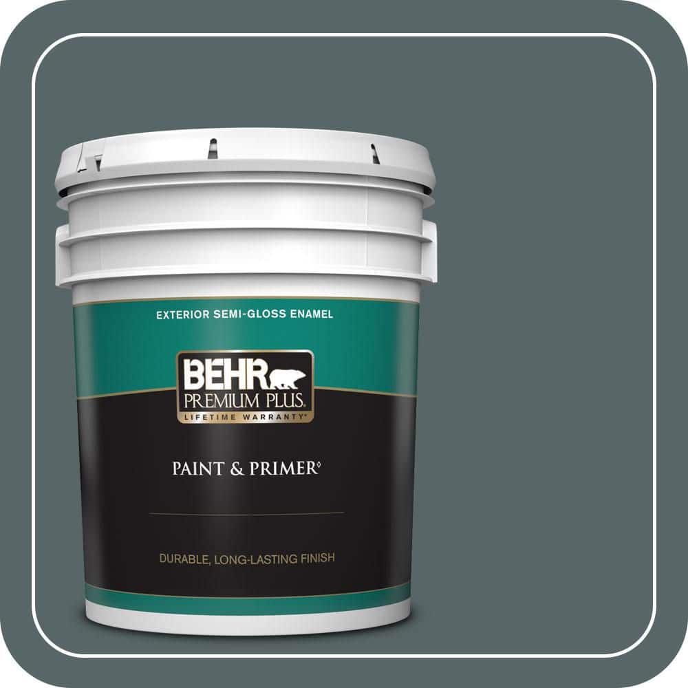 BEHR PREMIUM PLUS 5 gal. #N440-6 Brooklyn Semi-Gloss Enamel Exterior Paint & Primer