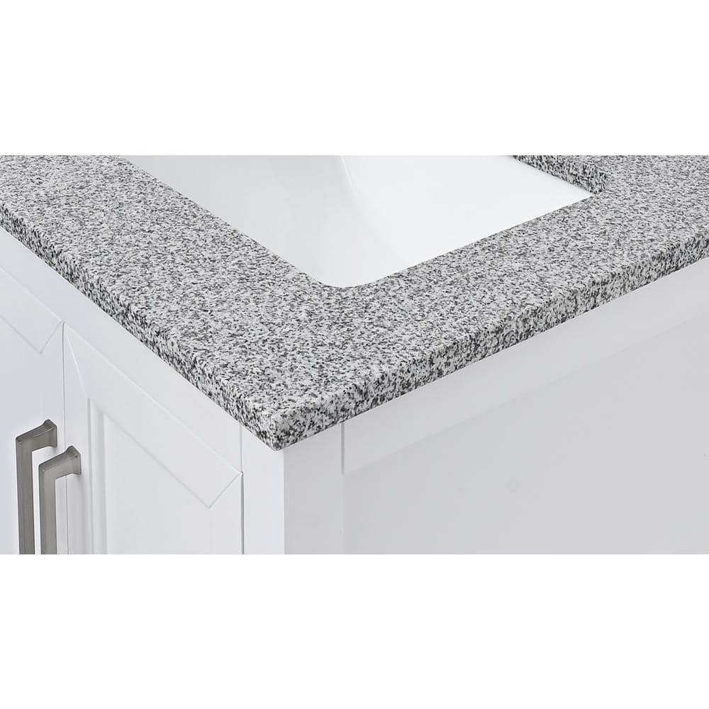 Home Decorators Collection 73 in. W x 22 in D Granite White Rectangular Double Sink Vanity Top in Gray (3)