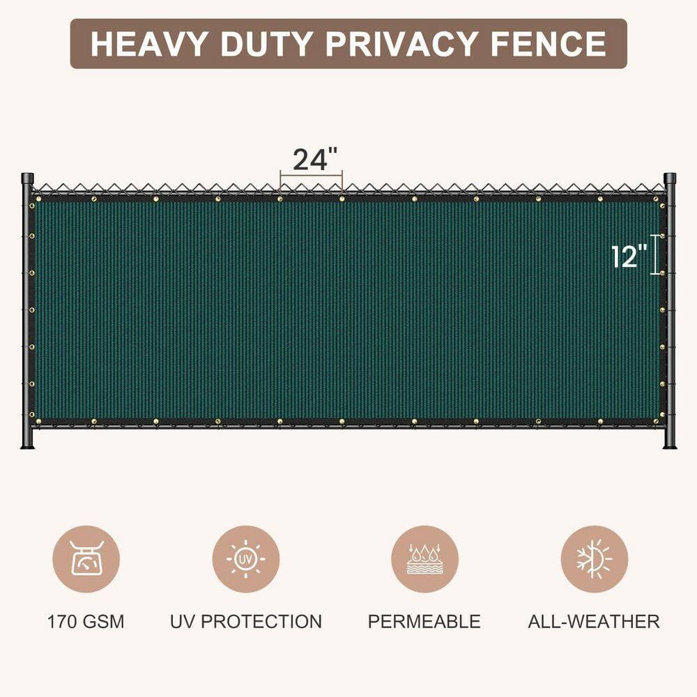 SenQWFa 6 ft. x 50 ft. Dark Green Polymer Privacy Screen Fence Blockage Mesh Shade Net for Wall Garden Yard Backyard (2)