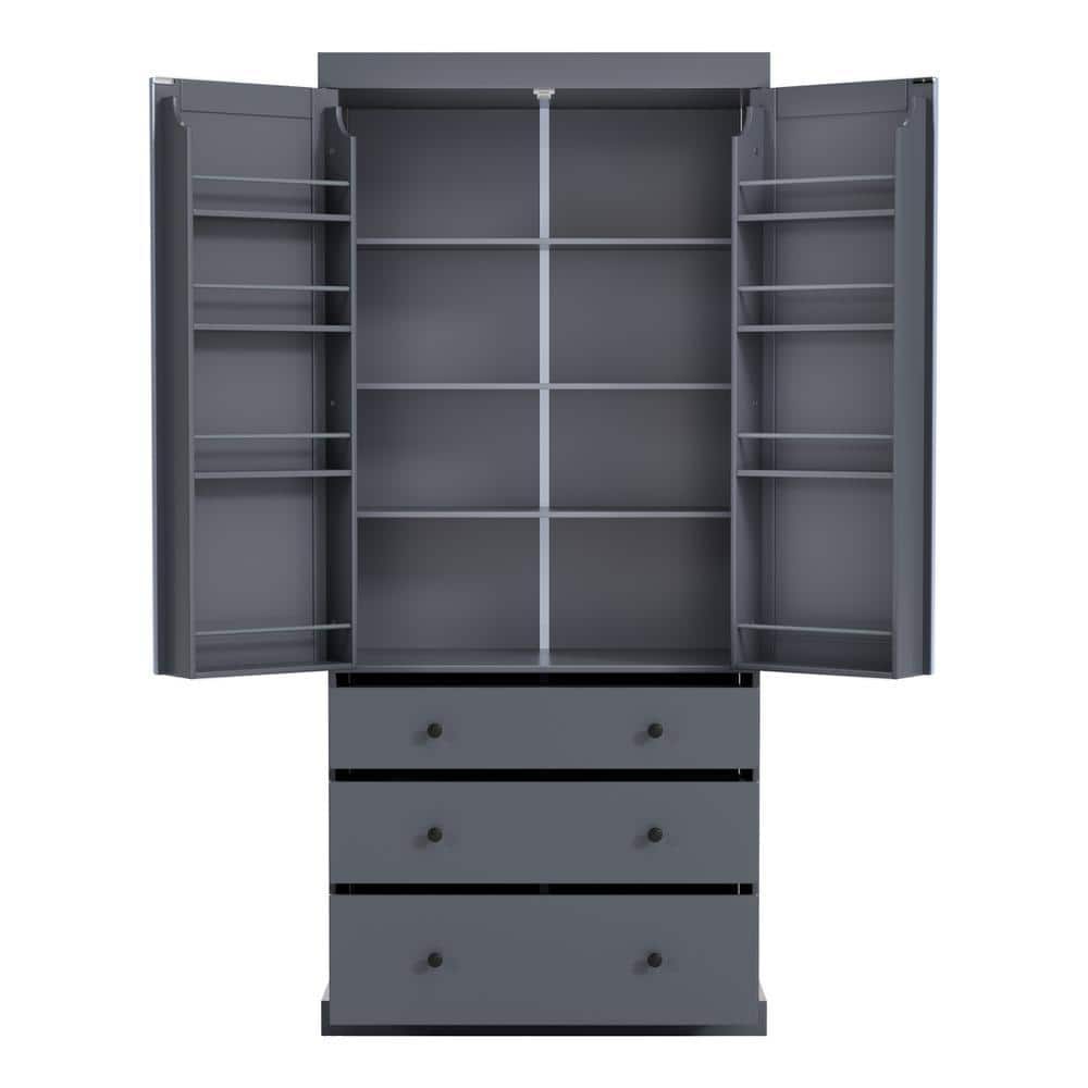 COWLOWN 35 in. W x 17.7 in. D x 77 in. H Bathroom Gray Linen Cabinet (1)