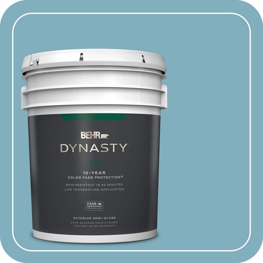 BEHR DYNASTY 5 gal. #PMD-83 Porcelain Blue Semi-Gloss Enamel Exterior Stain-Blocking Paint & Primer