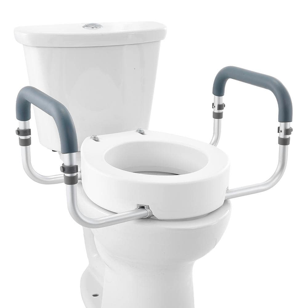 VEVOR Raised Toilet Seat 10 in. x 24 in. Elevated Toilet Seat in white 300 lbs. Weight Capacity for Standard Round Toilet (1)