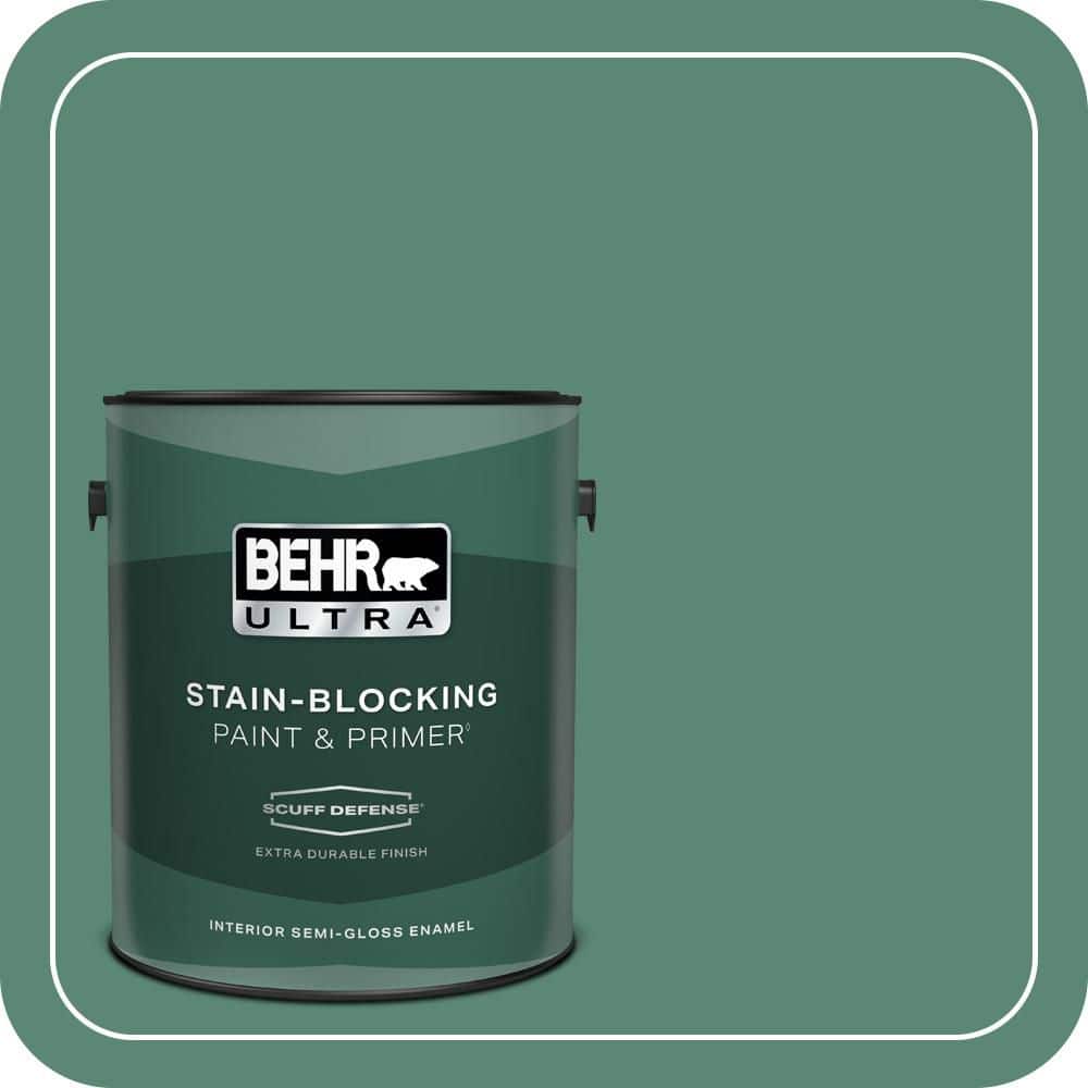 BEHR ULTRA 1 gal. #MQ6-43 Dark Jade Extra Durable Semi-Gloss Enamel Interior Paint & Primer