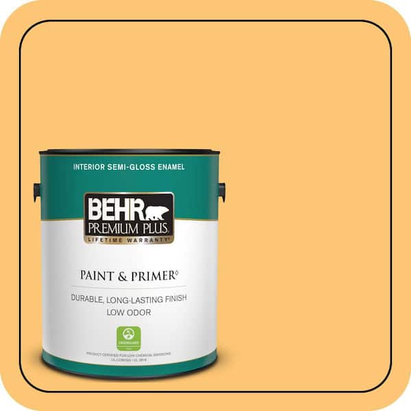 BEHR PREMIUM PLUS #BIC-42 Liquid Gold Enamel Interior/Exterior Paint & Primer Color Sample (3)