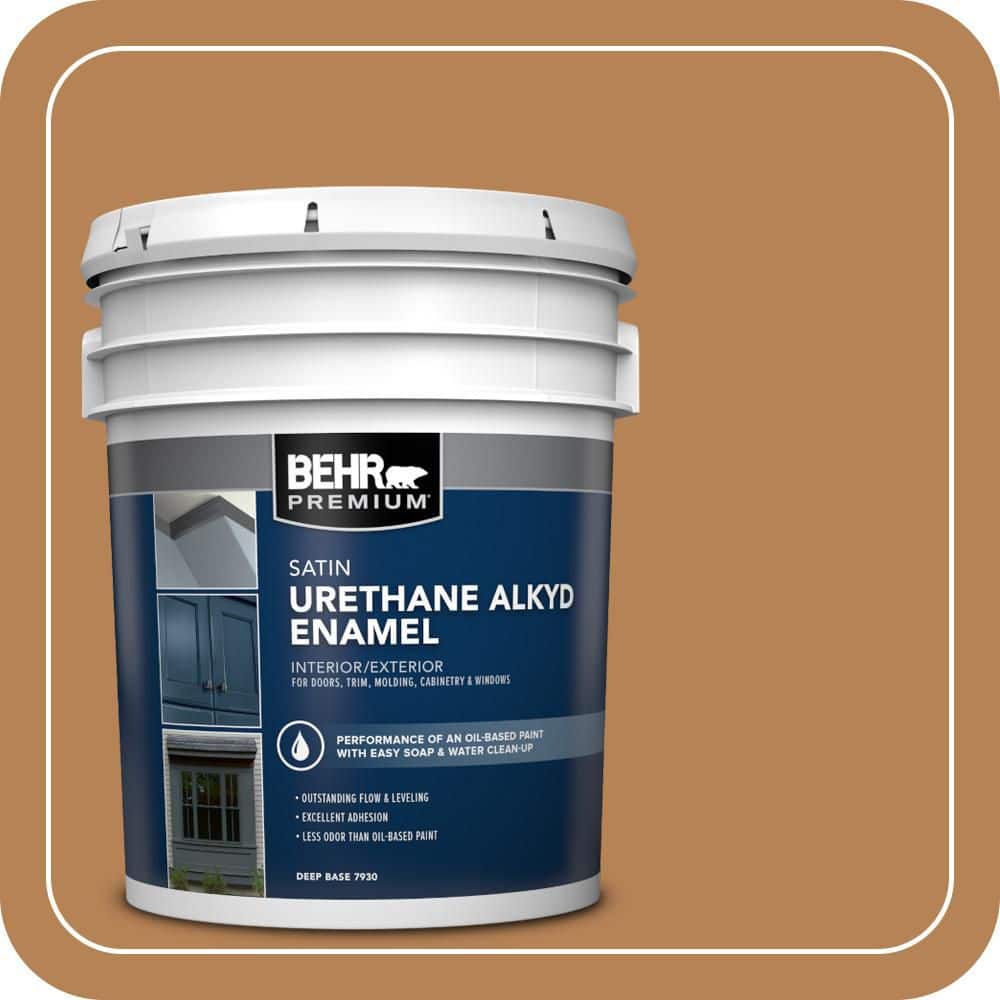 BEHR PREMIUM 5 gal. #S250-5 Roasted Cashew Urethane Alkyd Satin Enamel Interior/Exterior Paint