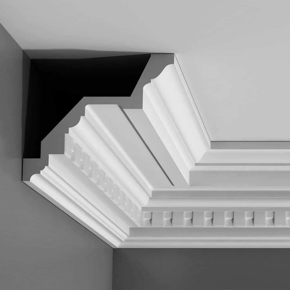 ORAC DECOR 6-1/2 in. x 7-5/8 in. x 78-3/4 in. Dentil Primed White High Density Polyurethane Crown Moulding (3)