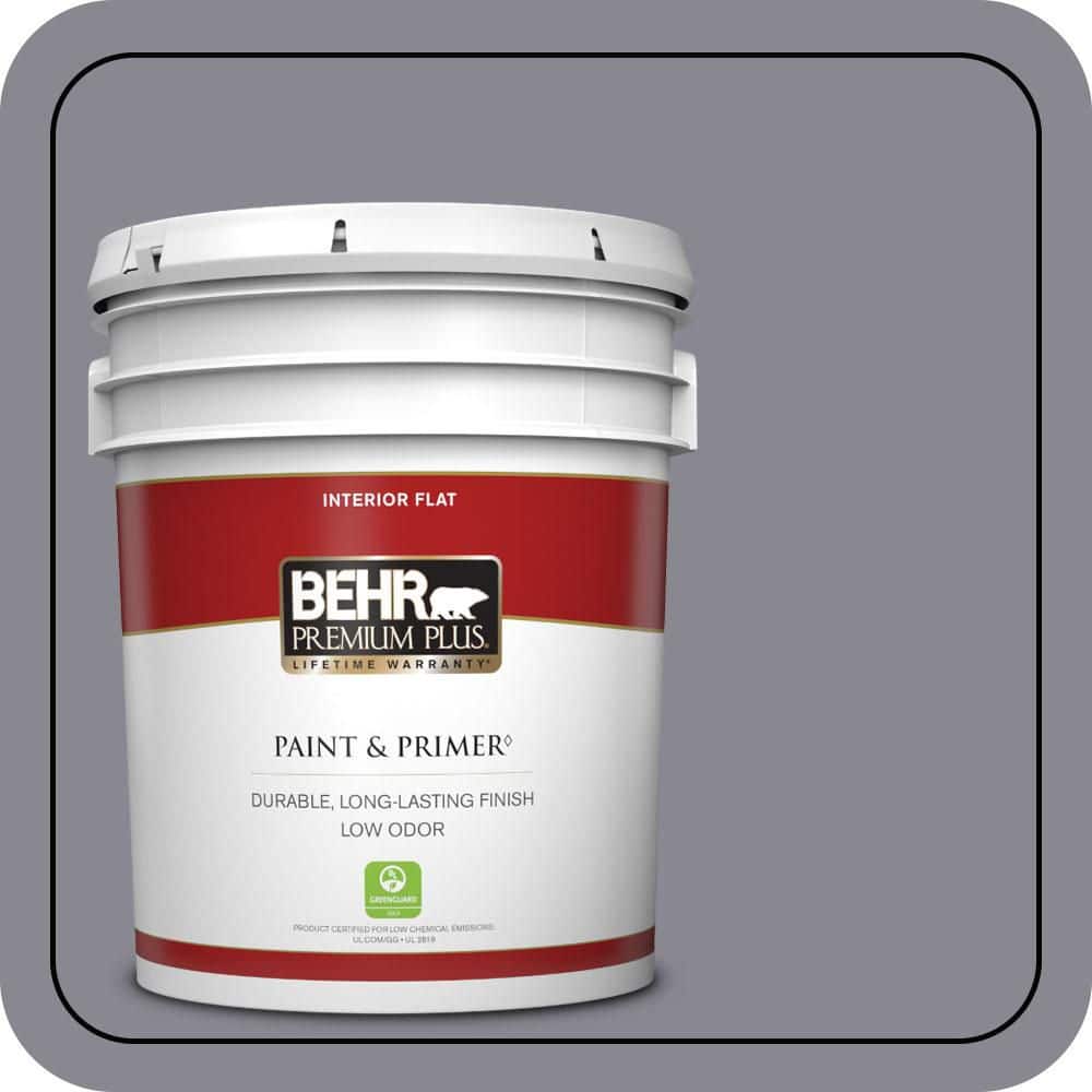 BEHR PREMIUM PLUS 5 gal. #N550-5 Box Office Flat Low Odor Interior Paint & Primer
