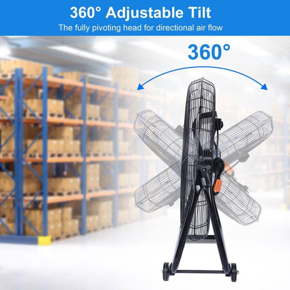 Tidoin 30 in. 3 Fan Speeds Floor Fan in Black with 360° Adjustable Tilt and Roll Booster (3)