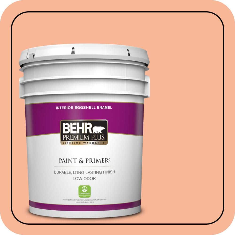 BEHR PREMIUM PLUS 5 gal. #P190-3 Melon Sorbet Eggshell Enamel Low Odor Interior Paint & Primer