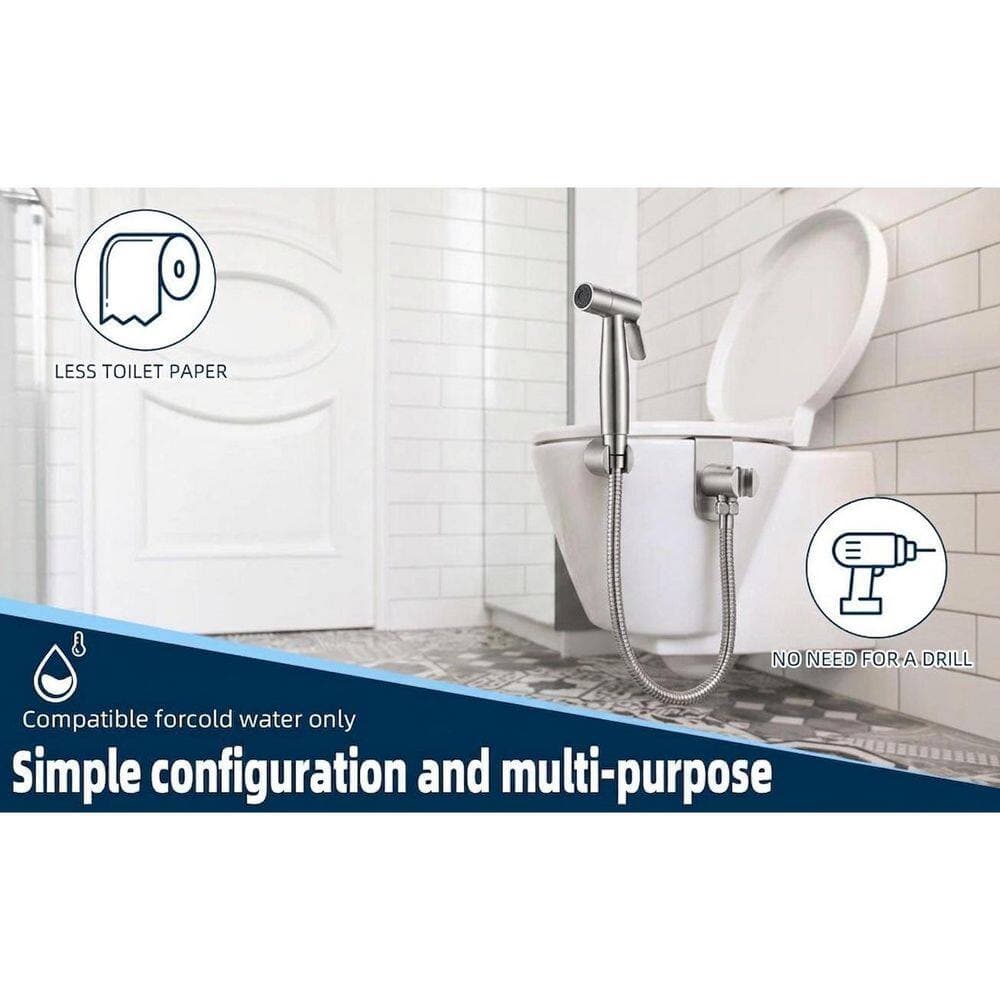 Anqtovp Stainless Steel Bidet Sprayer Holder Bidet Attachment with Mounting Hardware for Toilet Tank or Wall Installation (2)