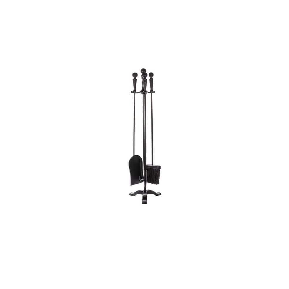 ENNA 4-Piece Black Fireplace Tool Set with Ball Handles
