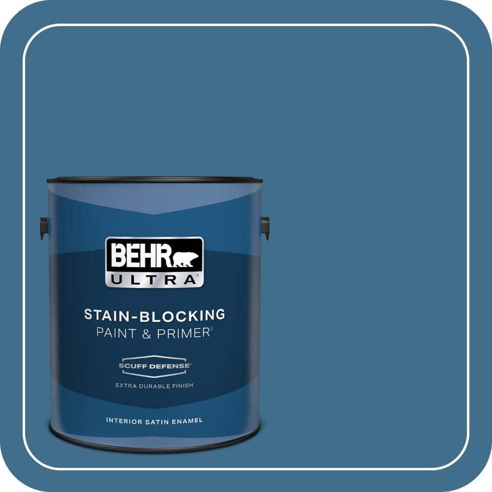 BEHR ULTRA 1 gal. #M500-5 Sojourn Blue Extra Durable Satin Enamel Interior Paint & Primer