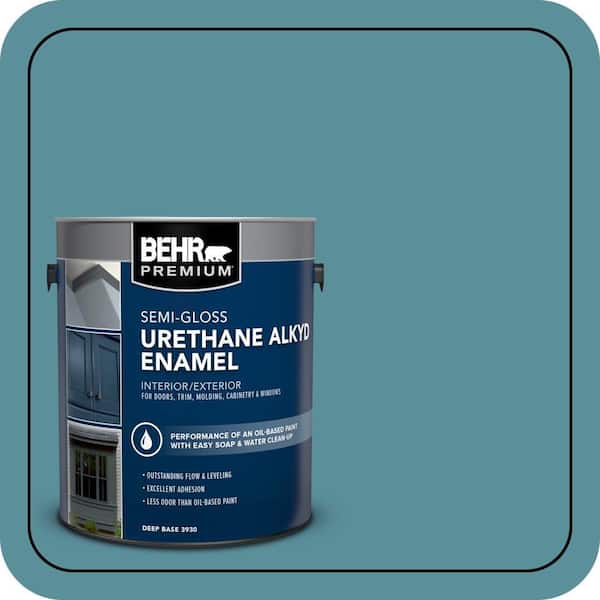 BEHR PREMIUM 1 gal. Home Decorators Collection #HDC-AC-23A Cabana Blue Urethane Alkyd Semi-Gloss Enamel Interior/Exterior Paint (2)