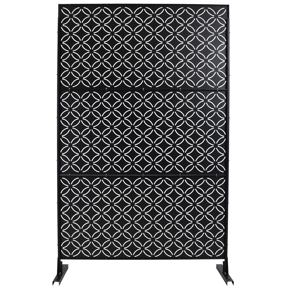 Kahomvis 6.3 ft. x 4 ft. Black Outdoor Steel Decorative Privacy Screen, Indoor Metal Privacy Fence Panel (1)