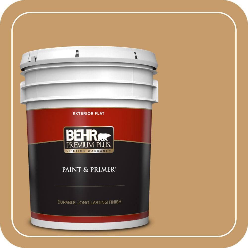 BEHR PREMIUM PLUS 5 gal. #S290-5 Amber Autumn Flat Exterior Paint & Primer