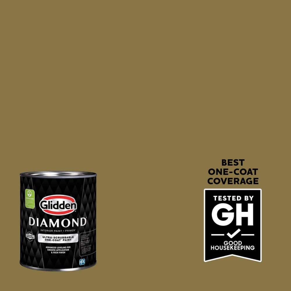 Glidden Diamond 1 qt. PPG1111-6 Pickled Okra Flat Interior Paint with Primer