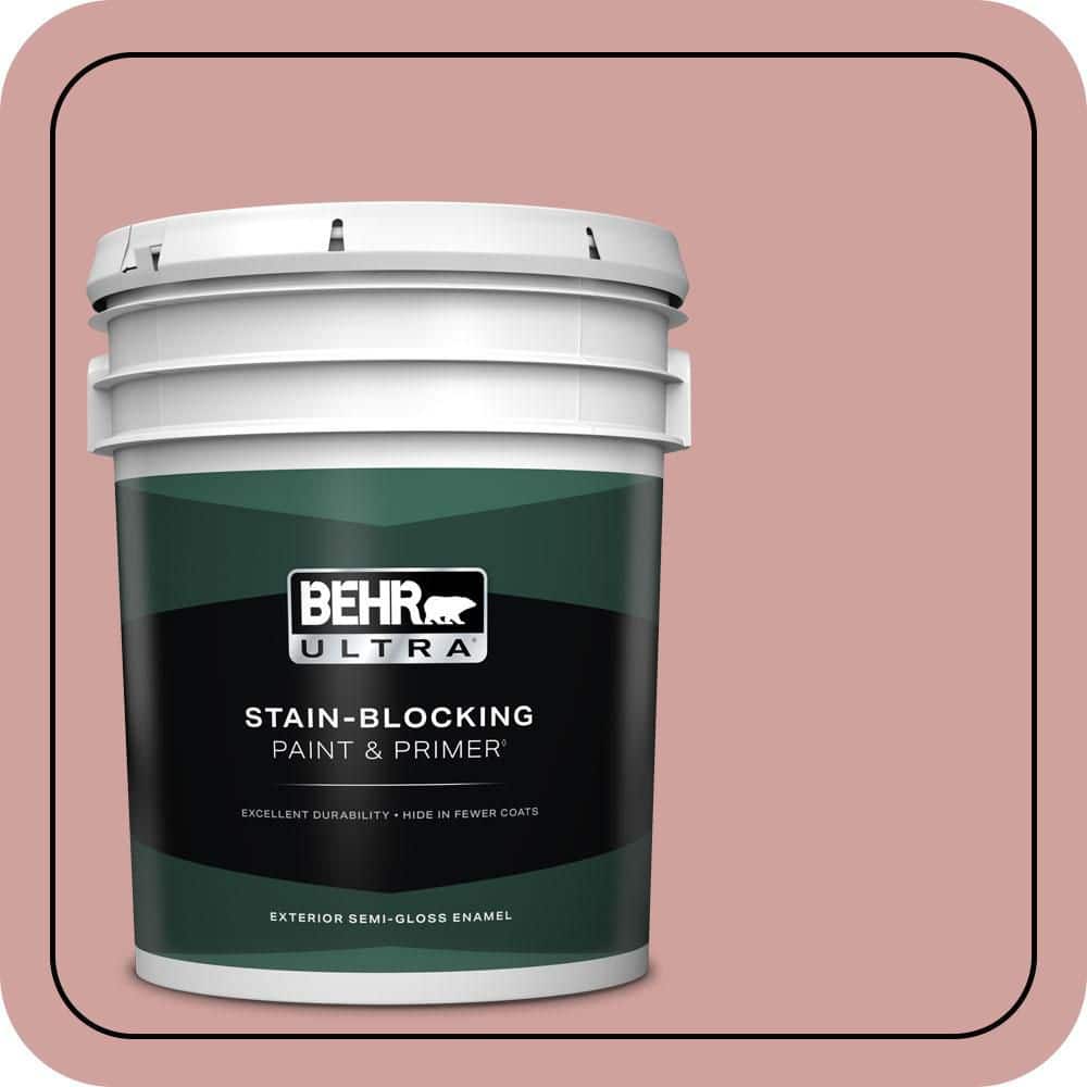 BEHR ULTRA 5 gal. #S150-3 Rose Pottery Semi-Gloss Enamel Exterior Paint & Primer