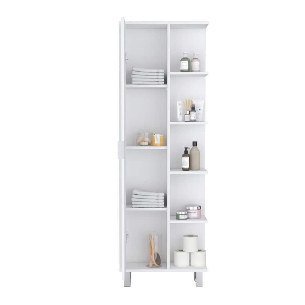 Tahanbath 20.90 in. W x 21 in. D x 62.90 in. H White Wood Freestanding Linen Cabinet with 4 Open Shelves in White (1)