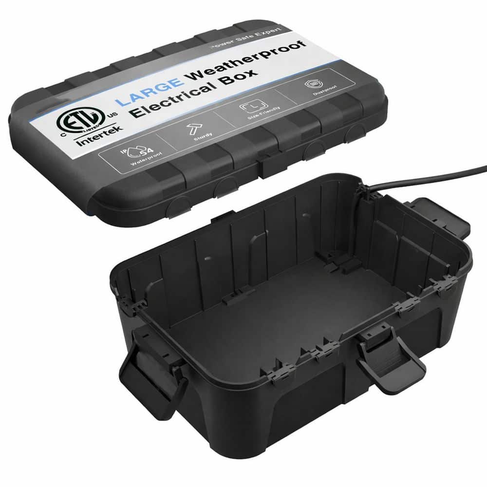 YICHUHAOXI Large Outdoor Electrical Box IP54 Waterproof Extension Cord Cover Black Weatherproof Protect Outlet Plug Socket 1 Piece (1)