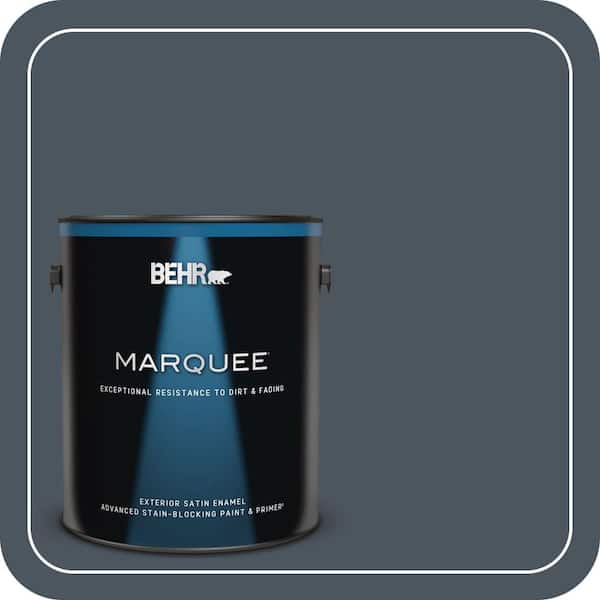 BEHR MARQUEE 1 gal. #N480-7 Midnight Blue Satin Enamel Exterior Paint & Primer (2)