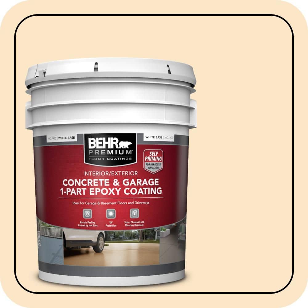 BEHR PREMIUM 5 gal. #M260-2 Light Nougat Self-Priming 1-Part Epoxy Satin Interior/Exterior Concrete and Garage Floor Paint (1)