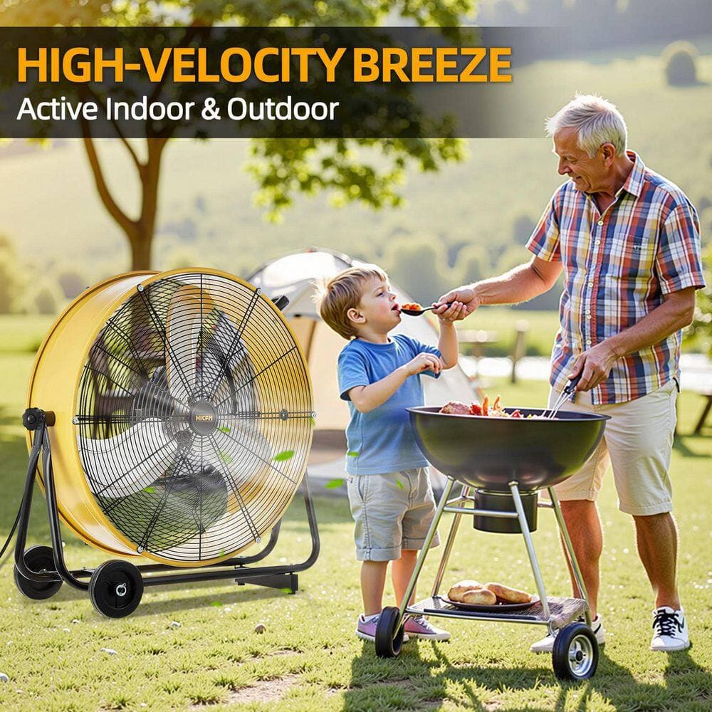 Edendirect 24 in. BLDC Drive Drum Fan in Yellow with High Efficiency EC Motor, Variable Speed Control, Low Noise (3)