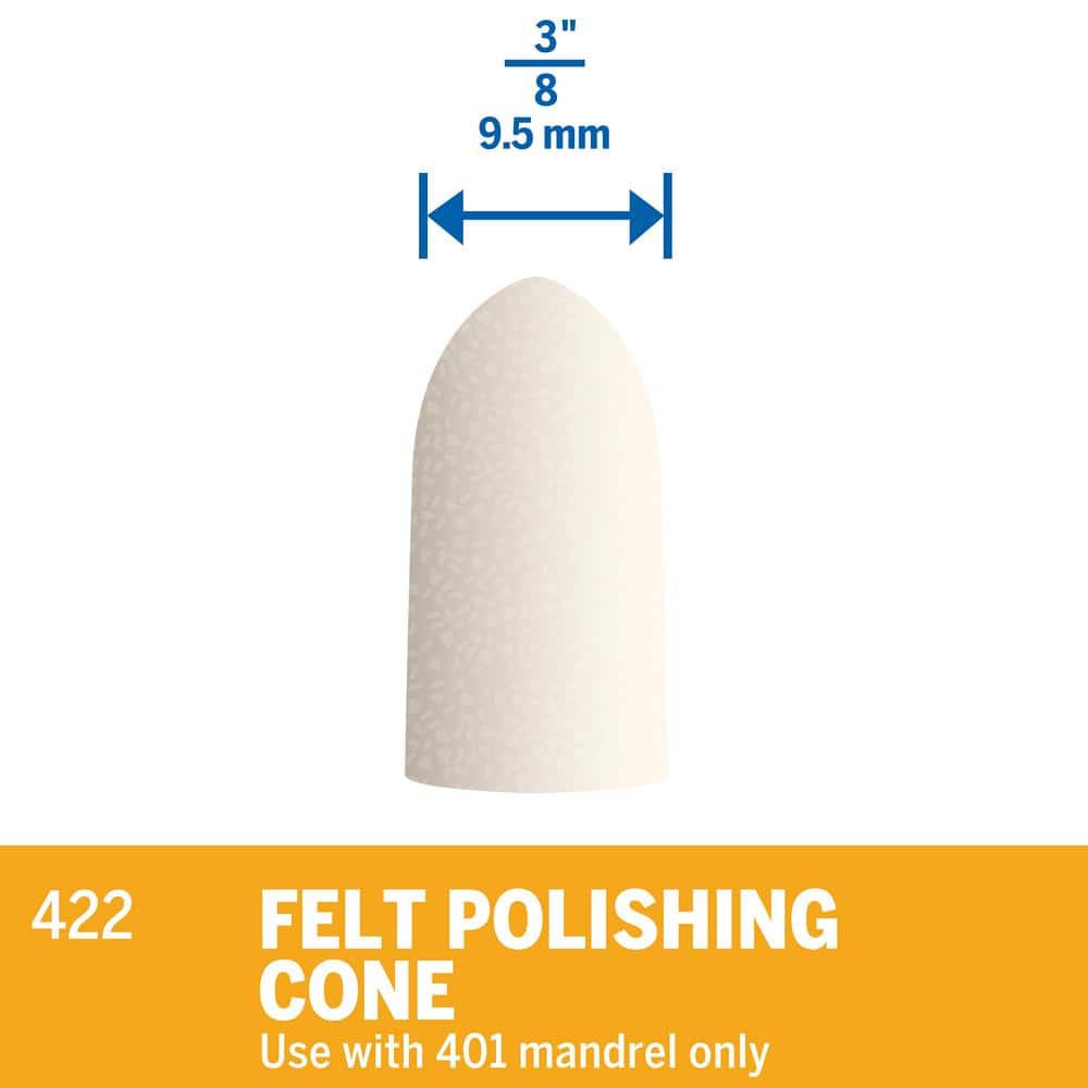 Dremel 3/8 in. Rotary Tool Felt Polishing Cone for Ferrous Metals, Stones, Glass, and Ceramics (3)
