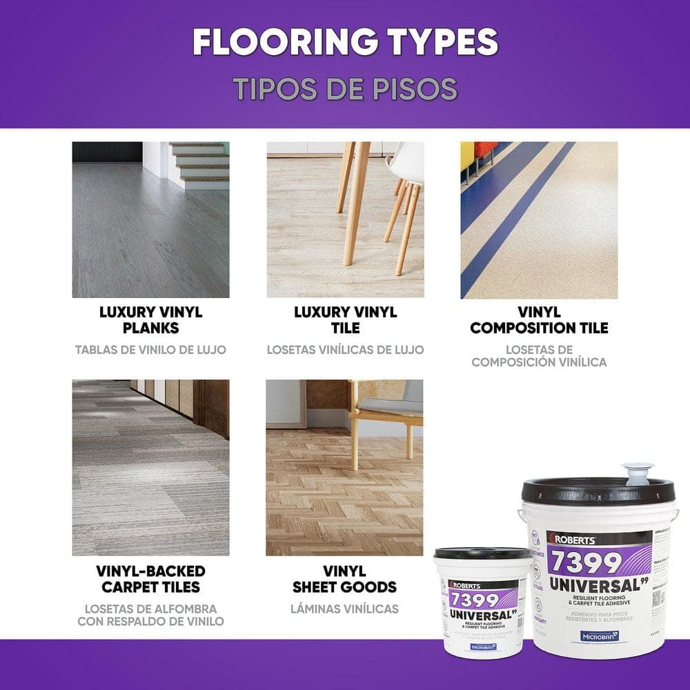 ROBERTS 1 Gal. (4 qt.) 8-10 Hour Dry Time Universal Resilient Flooring and Carpet Tile Floor Adhesive in Off White (4)