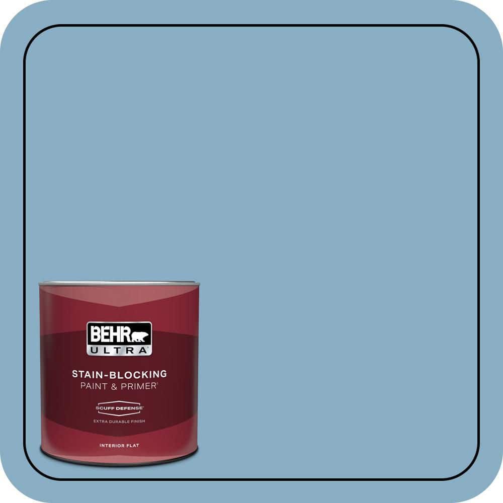 BEHR ULTRA 1 qt. #S500-4 Chilly Blue Extra Durable Flat Interior Paint & Primer