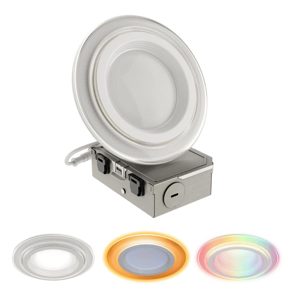 HALO 1-Pack RL Dual Zone 4 in. Smart Wi-Fi Canless Integrated LED Recessed Downlight Connected by WiZ Pro (2)