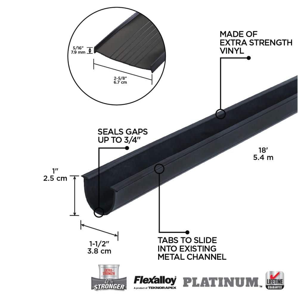 M-D Building Products 2.5 in. x 18 ft. Black Vinyl Replacement for Garage Door Weatherstripping (2)
