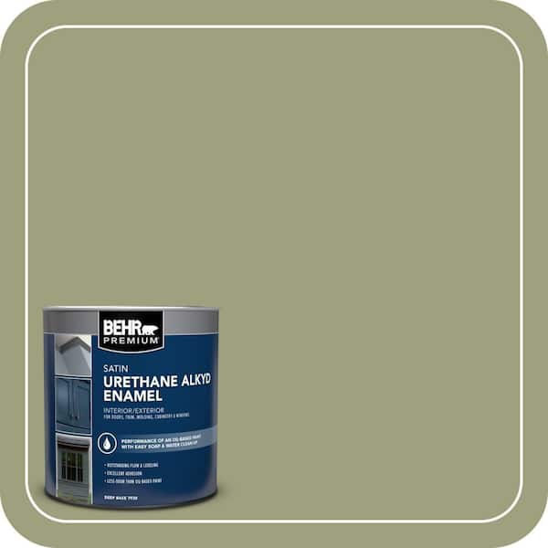 BEHR PREMIUM 1 qt. #BIC-57 French Parsley Satin Enamel Urethane Alkyd Interior/Exterior Paint (2)