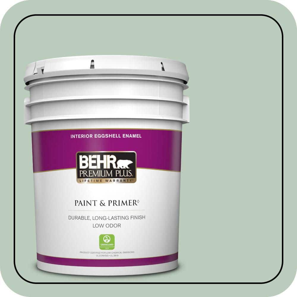 BEHR PREMIUM PLUS 5 gal. #MQ3-49 Jade Tinge Eggshell Enamel Low Odor Interior Paint & Primer