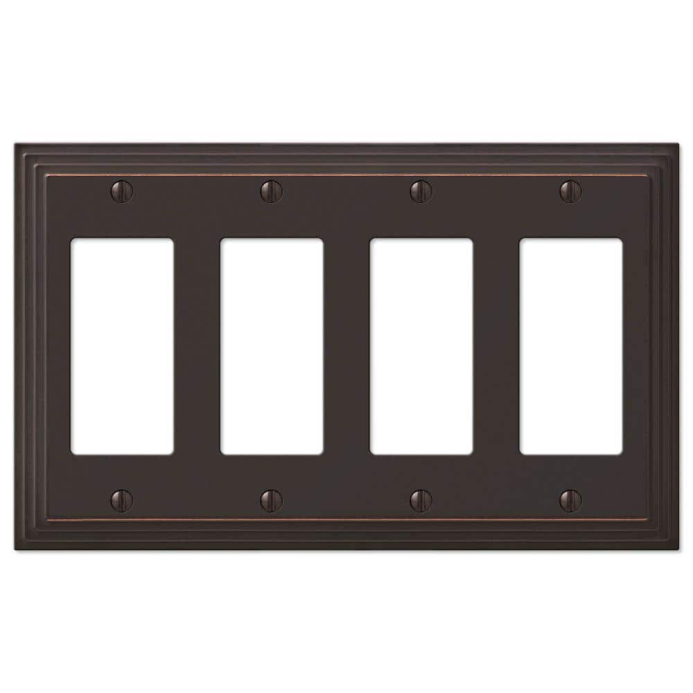 AMERELLE Tiered 4 Gang Rocker Metal Wall Plate - Aged Bronze