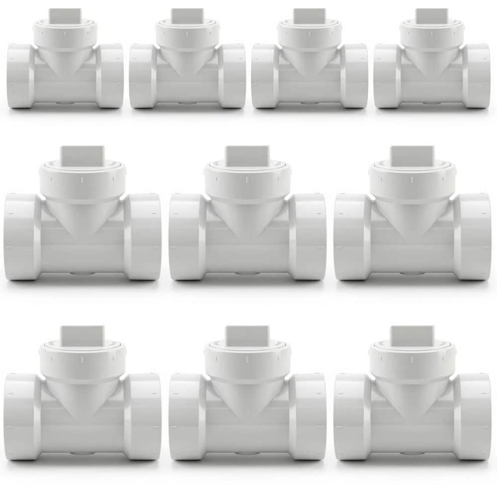 PLUMBFLEX 3 in. Rigid PVC DWV Cleanout Tee with C.O. Plug, 0.42 ft Long, Hub x Hub x FPT White PVC Drain, Schedule 40 (10-Pack) (1)