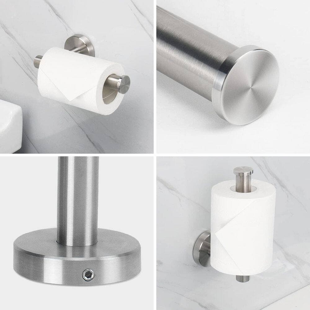LAIFUCAM 5 Piece Bathroom Hardware Set with Towel Bar, Toilet Paper Holder, Multifunctional Hooks in Brushed Nickel (3)