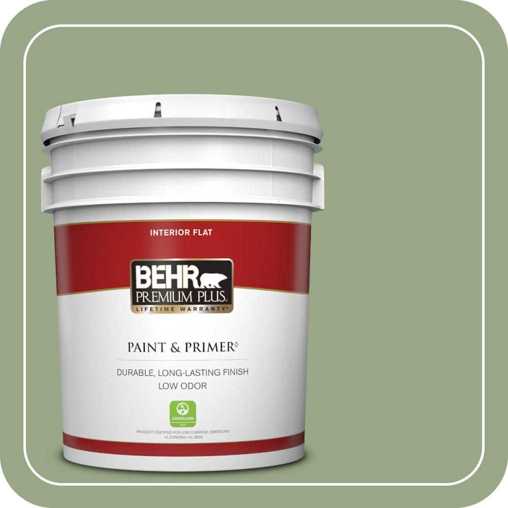 BEHR PREMIUM PLUS 5 gal. #MQ6-51 Fern Leaf Flat Low Odor Interior Paint & Primer