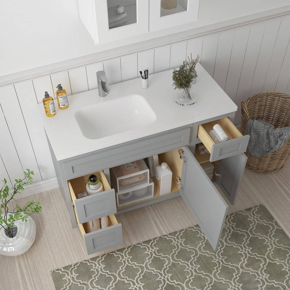 Vanity Art Montclair 48 in. 2-Door and 3-Drawer Freestanding Shaker Bathroom Vanity Cabinet (No Top) in Gray - Unassembled (3)