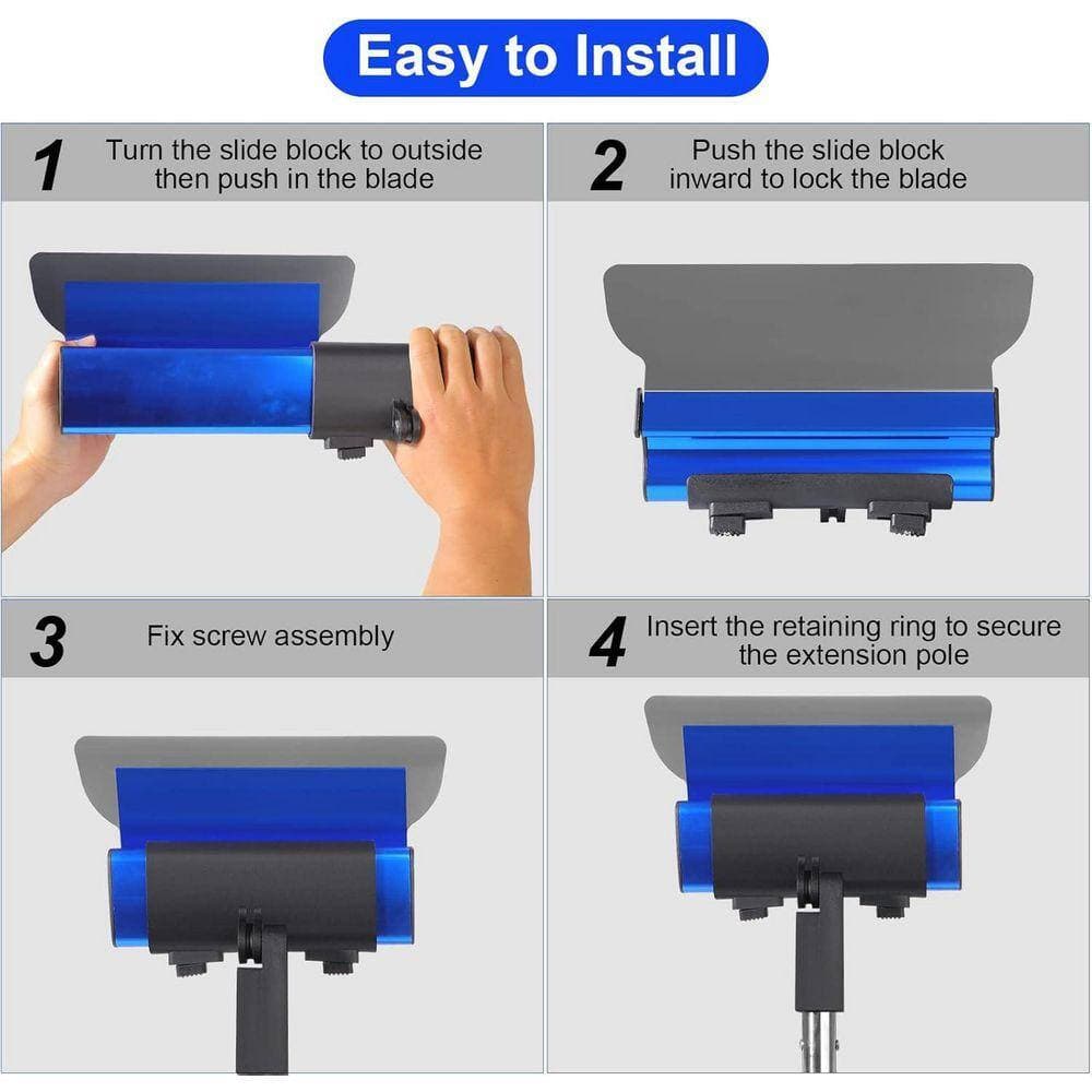 KIWDZFU Stainless Steel Drywall Skimming Blade Set with 35 in. 81 in. Extension Handle and High Impact End Caps (3)