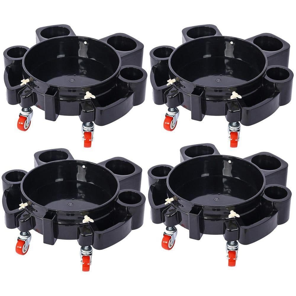 Miscool Ami 4-Pieces Set 5 Gal. 250 lbs. Rolling Bucket Dolly with 5 Swivel Casters Removable Bucket Dolly for Car Wash Dolly (1)