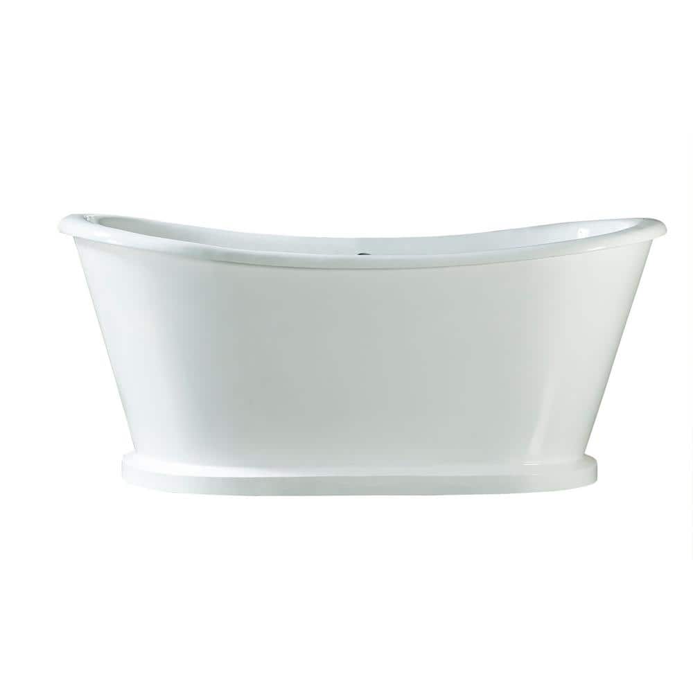Barclay Products Raynor 66 in. Cast Iron Flatbottom Non-Whirlpool Bathtub in White with No Faucet Holes (1)