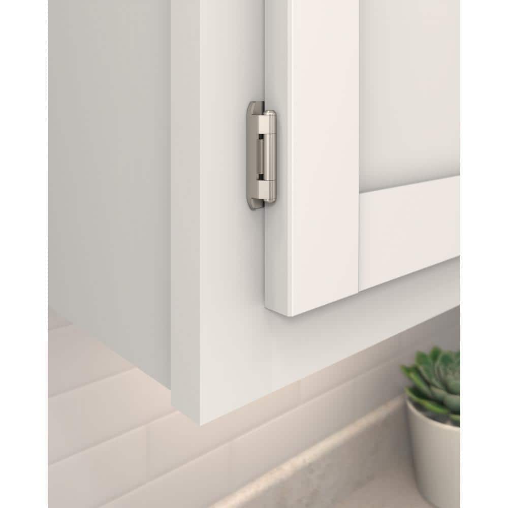 Amerock Satin Nickel 1/2 in. (13 mm) Overlay Single Demountable, Partial Wrap Cabinet Hinge (2-Pack) (2)