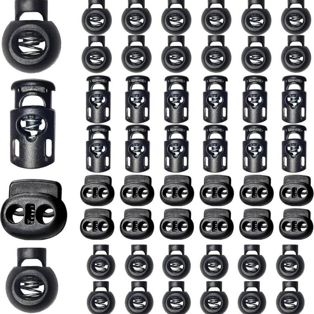 Lukyamzn 48-Pieces Plastic Cord Locks for Drawstrings Shoelaces and Paracord (1)