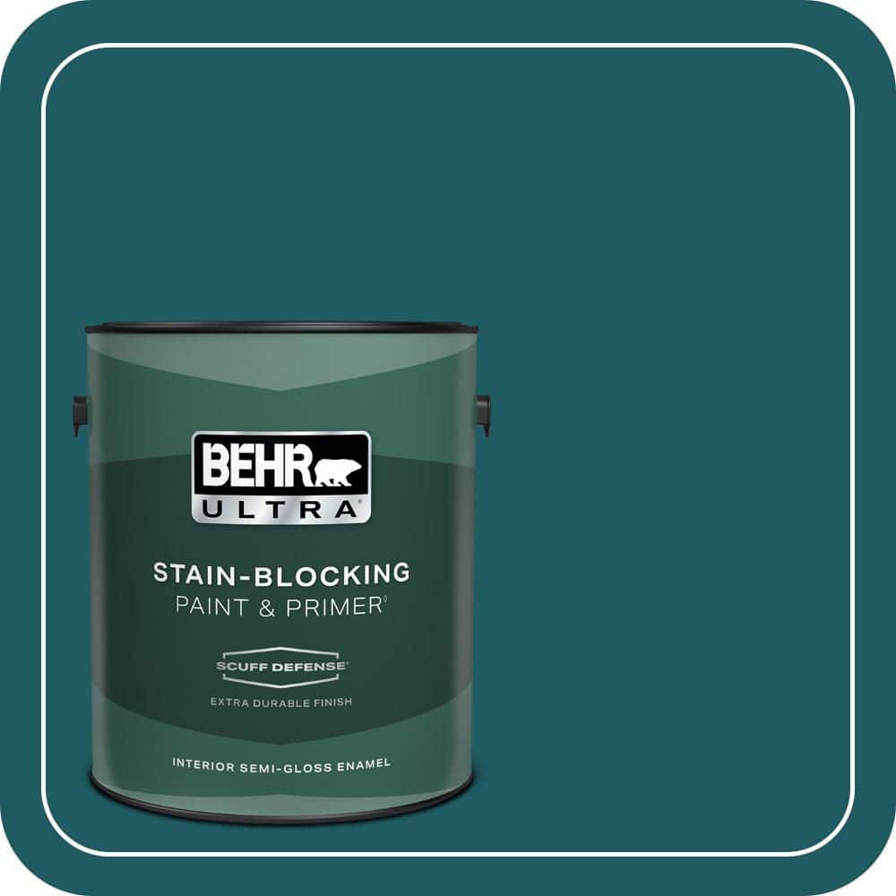 BEHR ULTRA 1 gal. #S-H-510 Moonlit Pool Extra Durable Semi-Gloss Enamel Interior Paint & Primer (1)