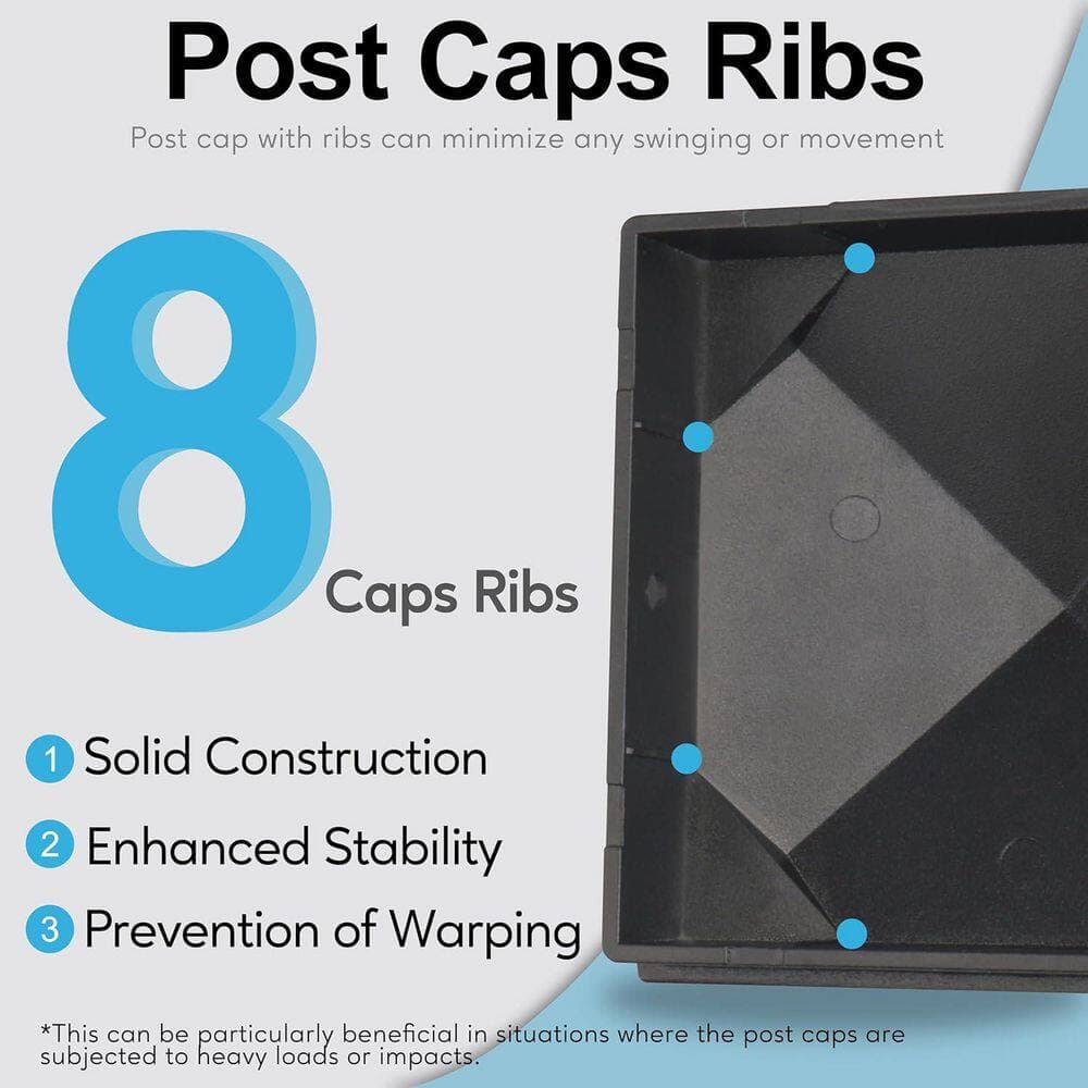 Afoxsos 10 Pack Aluminum Pyramid Post Caps for 3.5 x 3.5 Wood Posts Black Matte Finish for Fence Mailbox Cable Railing System (3)