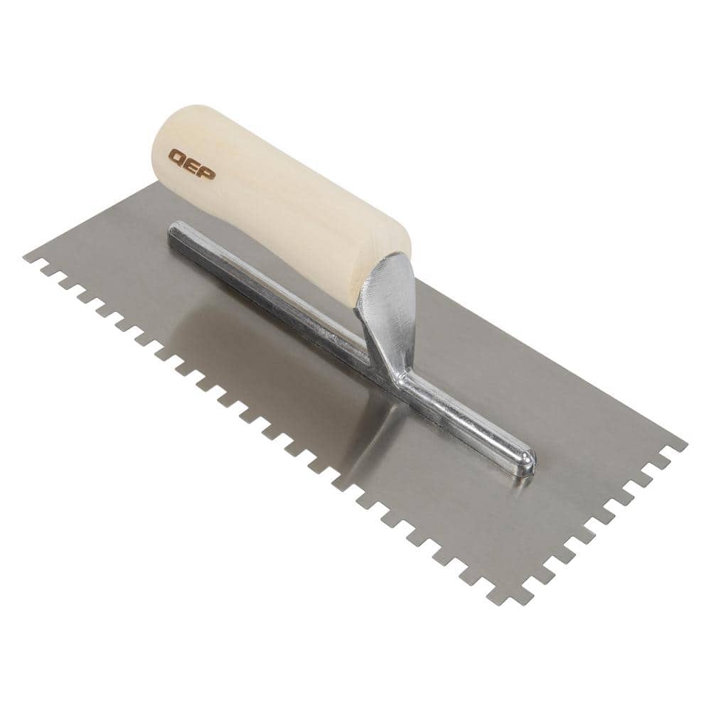 QEP 1/4 in. x 1/4 in. x 1/4 in. Traditional Carbon Steel Square-Notch Flooring Trowel with Wood Handle (2)